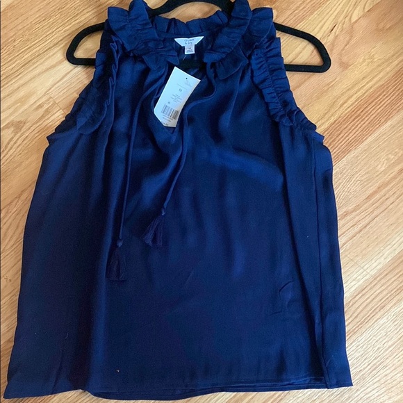 Crown & ivy Navy Sleeveless Ruffle Top - Picture 1 of 3